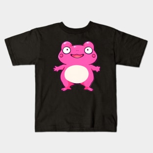 Baby Pink Anime Frog In Kawaii Aesthetic Kids T-Shirt